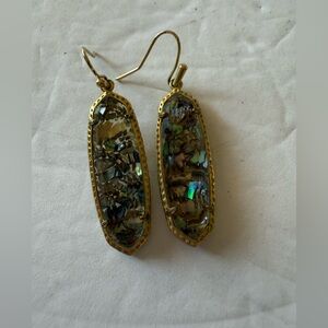 Kendra Scott Lauren Drop Earrings Crushed Abablone Gold Tone, Pierced Earrings